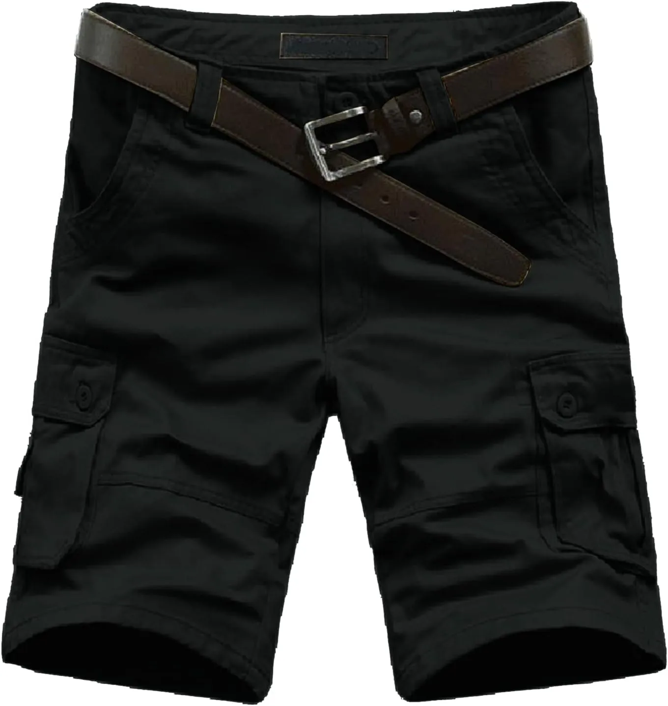Cargo Shorts for Men Elastic Waist Flat Front Casual Pants Summer Training Tactical Workout SweatShorts with Pockets