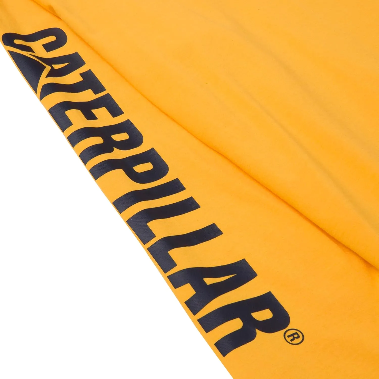 Caterpillar Trademark Banner Long Sleeve Tee Shirts for Men with Center Back Neck Wire Management Loop and Cat Workwear Logo