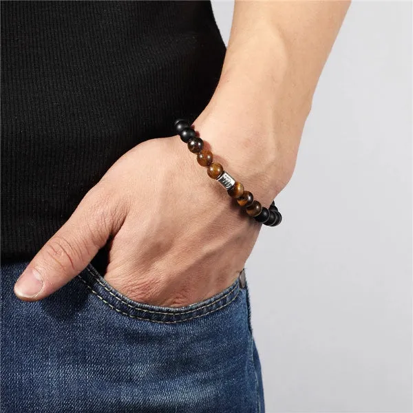 Classy Men Gemini Brown Beaded Zodiac Bracelet