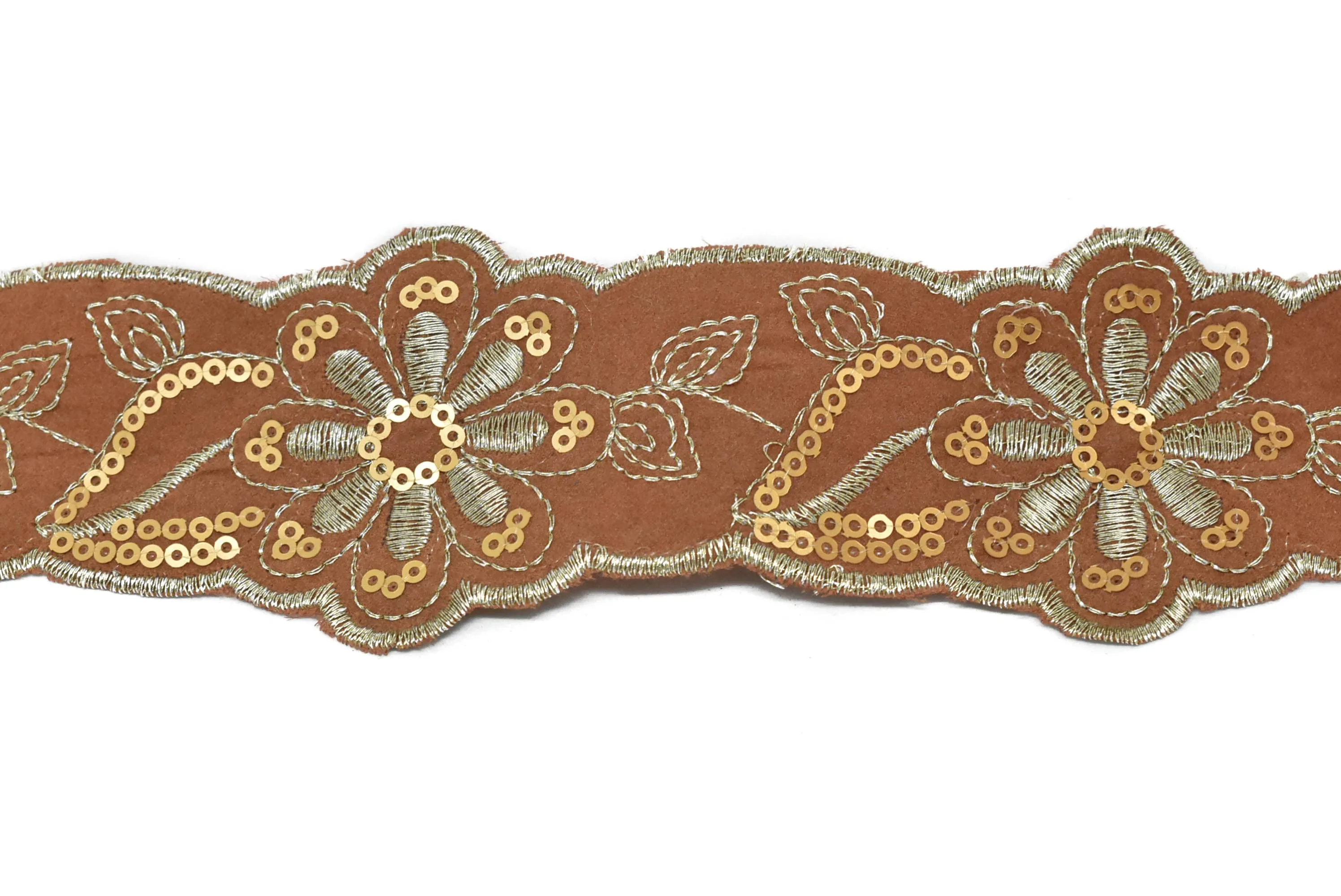 Floral Sequins Jacquard Ribbon
