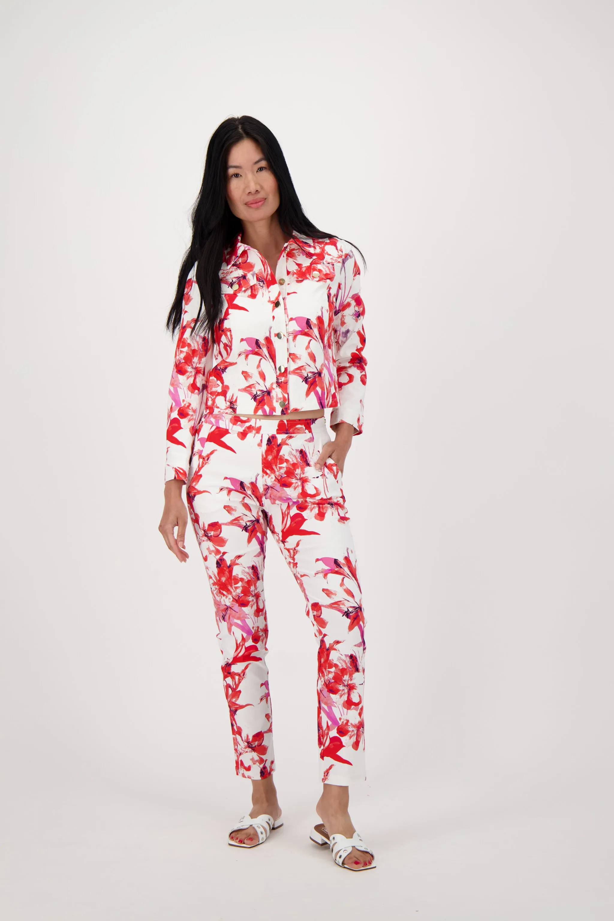 Flower Print Denim Jean Pant
