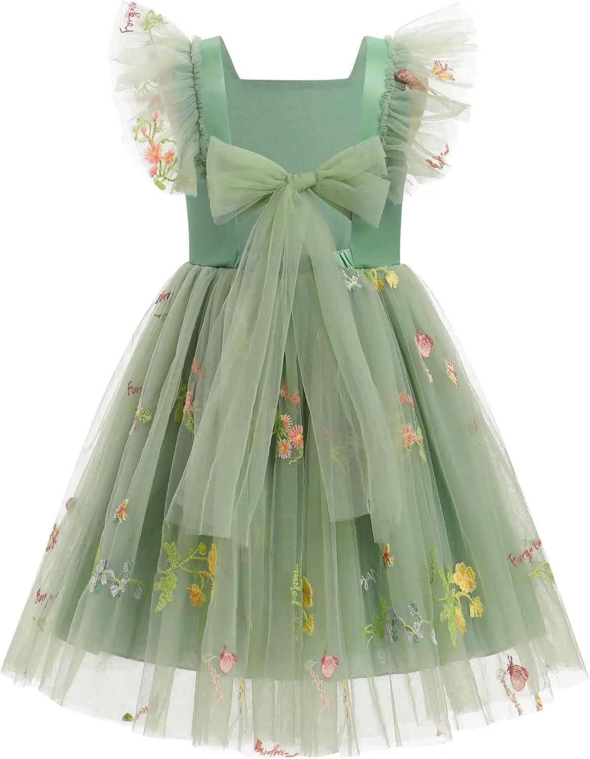 IDOPIP Embroidery Flower Girl Dress for Kids Baby Wedding Pageant Party Communion Dresses Backless Butterfly Birthday Gown