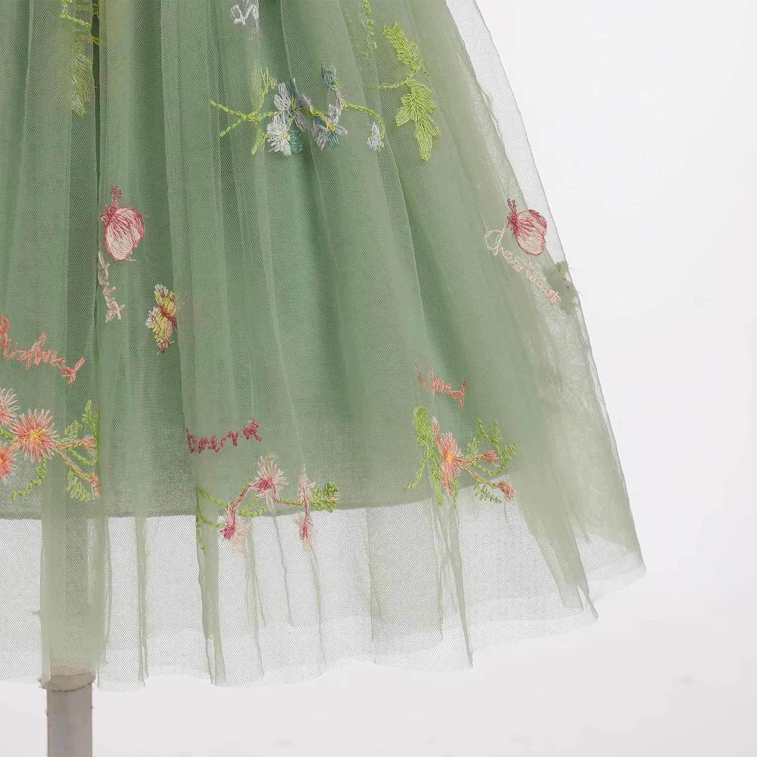 IDOPIP Embroidery Flower Girl Dress for Kids Baby Wedding Pageant Party Communion Dresses Backless Butterfly Birthday Gown