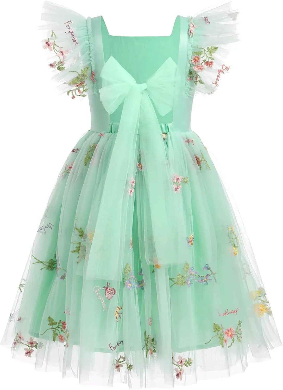 IDOPIP Embroidery Flower Girl Dress for Kids Baby Wedding Pageant Party Communion Dresses Backless Butterfly Birthday Gown