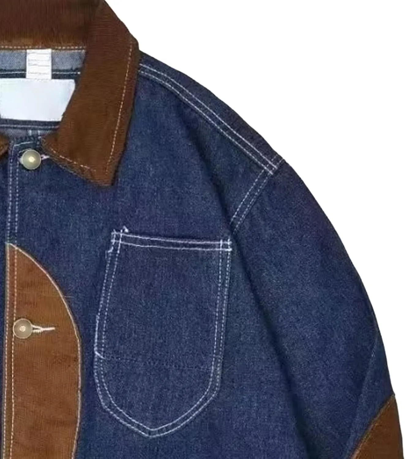 JEKE-DG Men's Casual Trendy Trucker Jeans Jacket Lapel Cowboy Cut Spring Denim Jacket Casual Regular Fit Jean Coat
