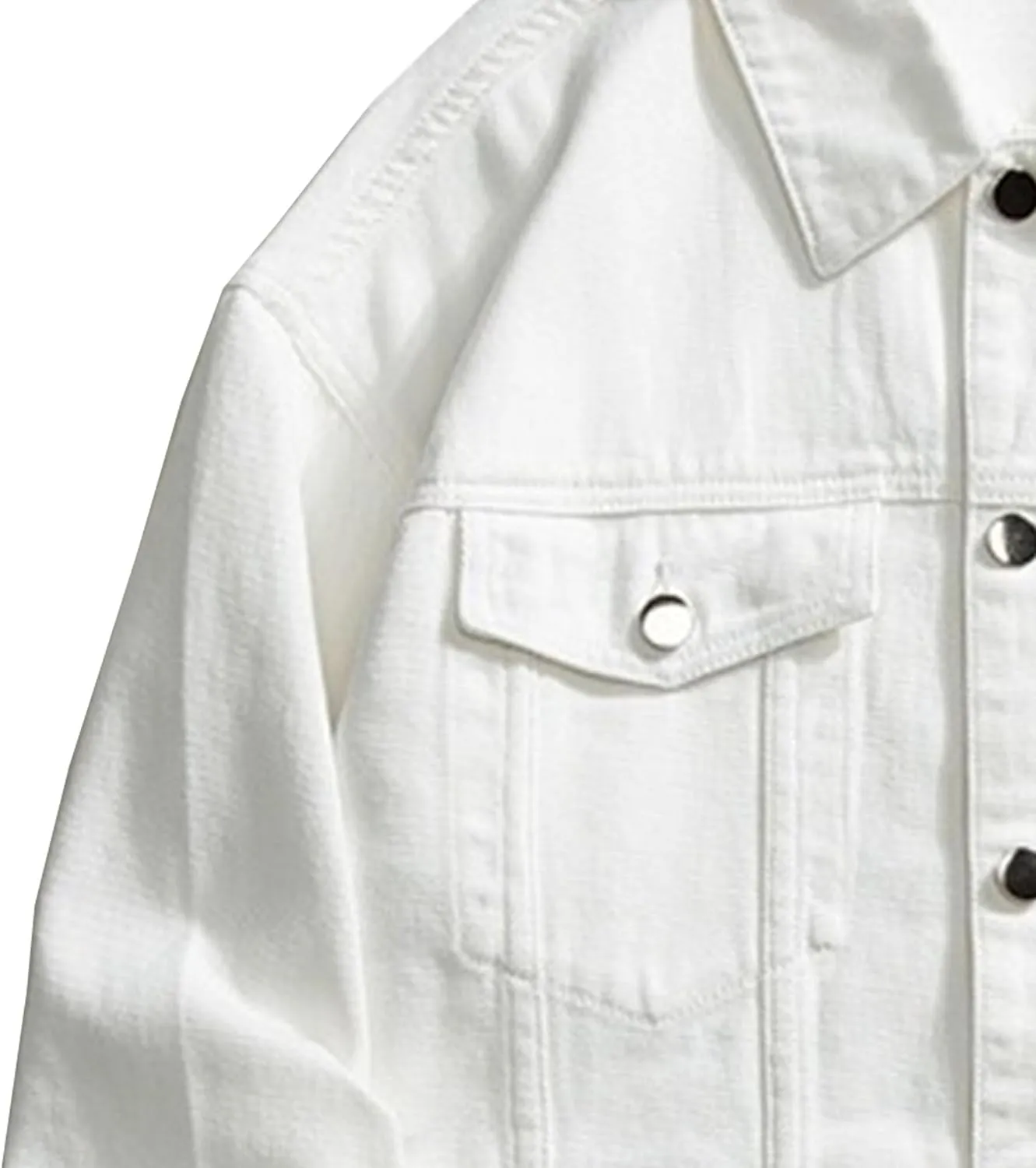 JEKE-DG Men's Stylish Loose Fit Casual Jeans Jacket Button Down Trucker Moto Denim Jacket Solid Lapel Comfort Jean Coat