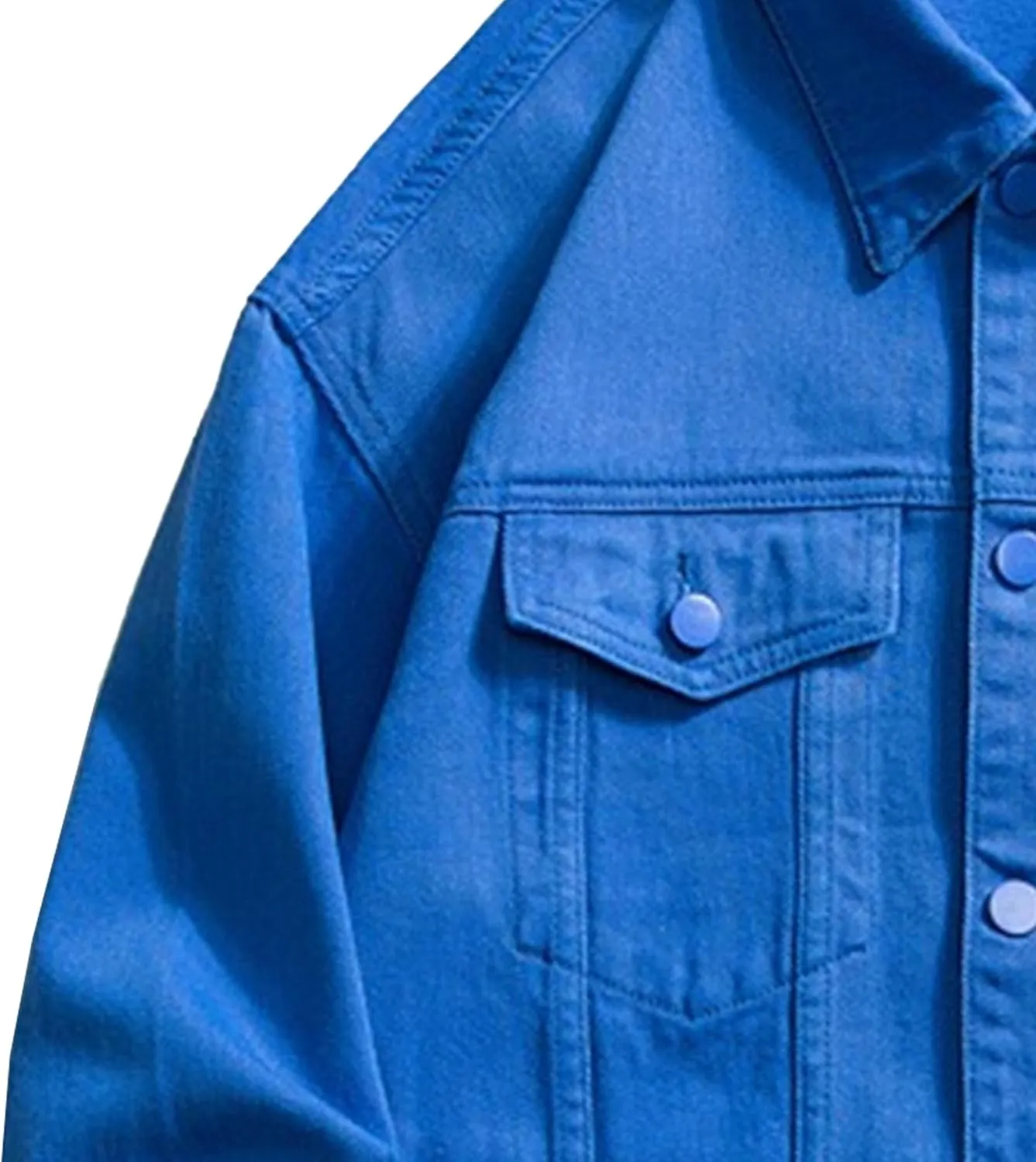JEKE-DG Men's Stylish Loose Fit Casual Jeans Jacket Button Down Trucker Moto Denim Jacket Solid Lapel Comfort Jean Coat