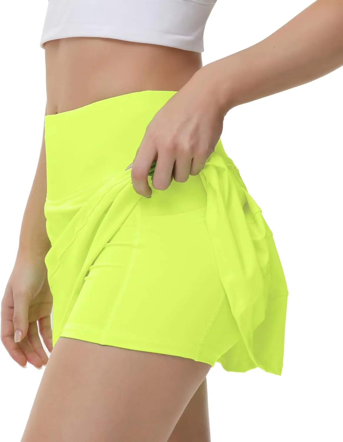 MCEDAR Pleated Tennis Skirt for Women with Pockets Women's High Waisted Athletic Golf Skorts Skirts Running Workout Shorts