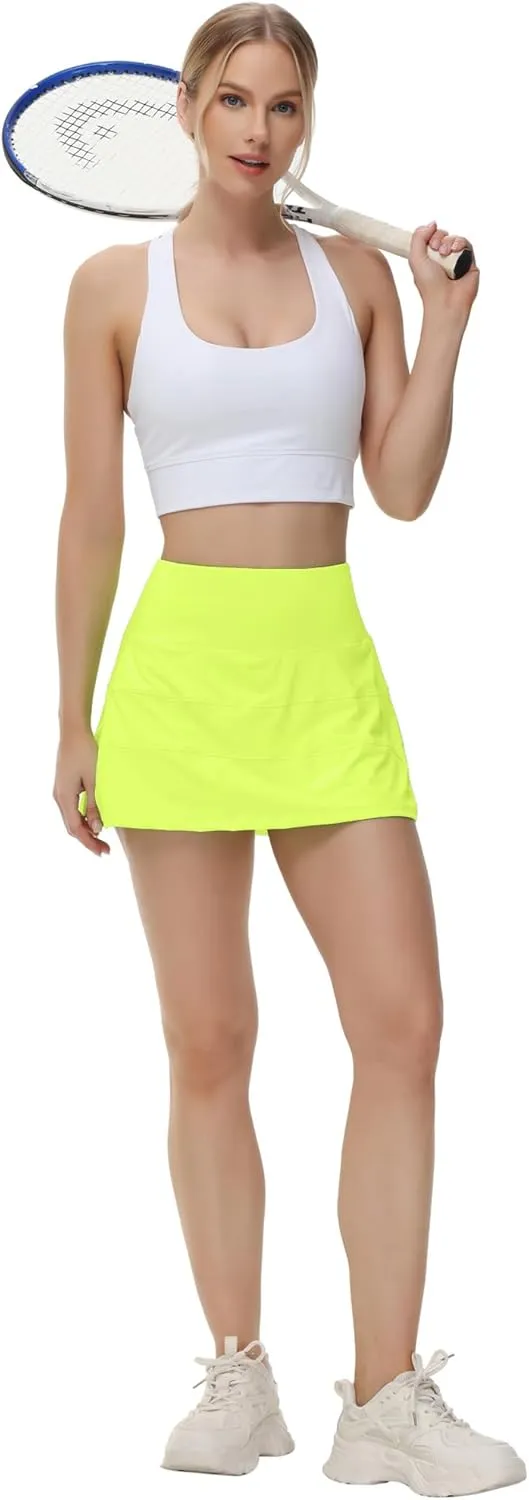 MCEDAR Pleated Tennis Skirt for Women with Pockets Women's High Waisted Athletic Golf Skorts Skirts Running Workout Shorts