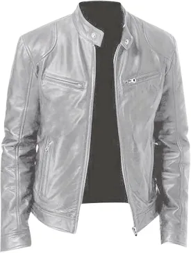 Mens Coats Fashion Autumn and Winter Men's Casual Solid Color Long-Sleeved Slim Leather Jackets for Men