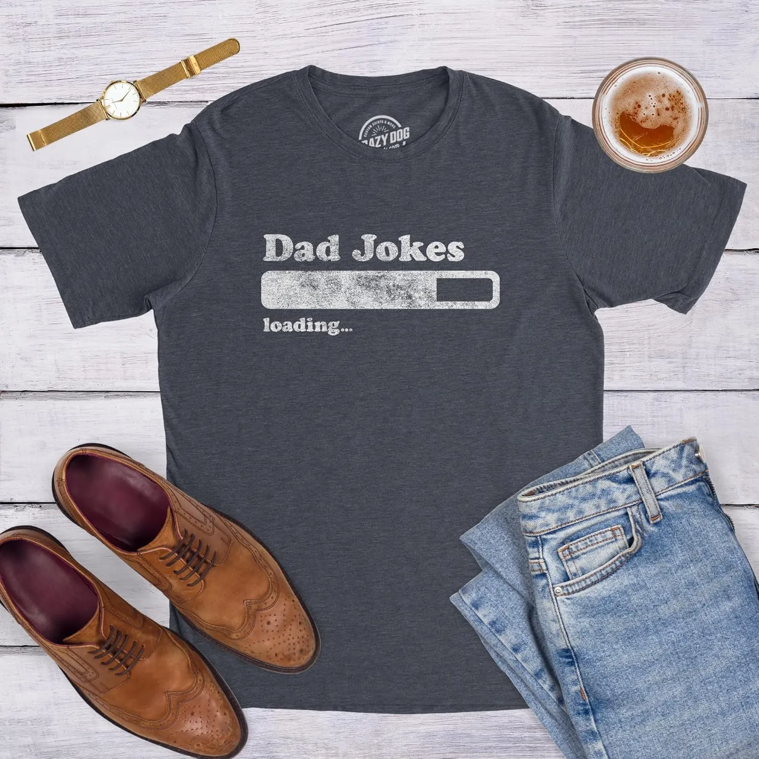Mens Dad Jokes Loading T Shirt Funny Fathers Day Papa Novelty Graphic Tee