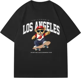Men's Graphic Letter Print Tees Crewneck Short Sleeve Baggy Drop Shoulder Vintage T Shirts Streetwear