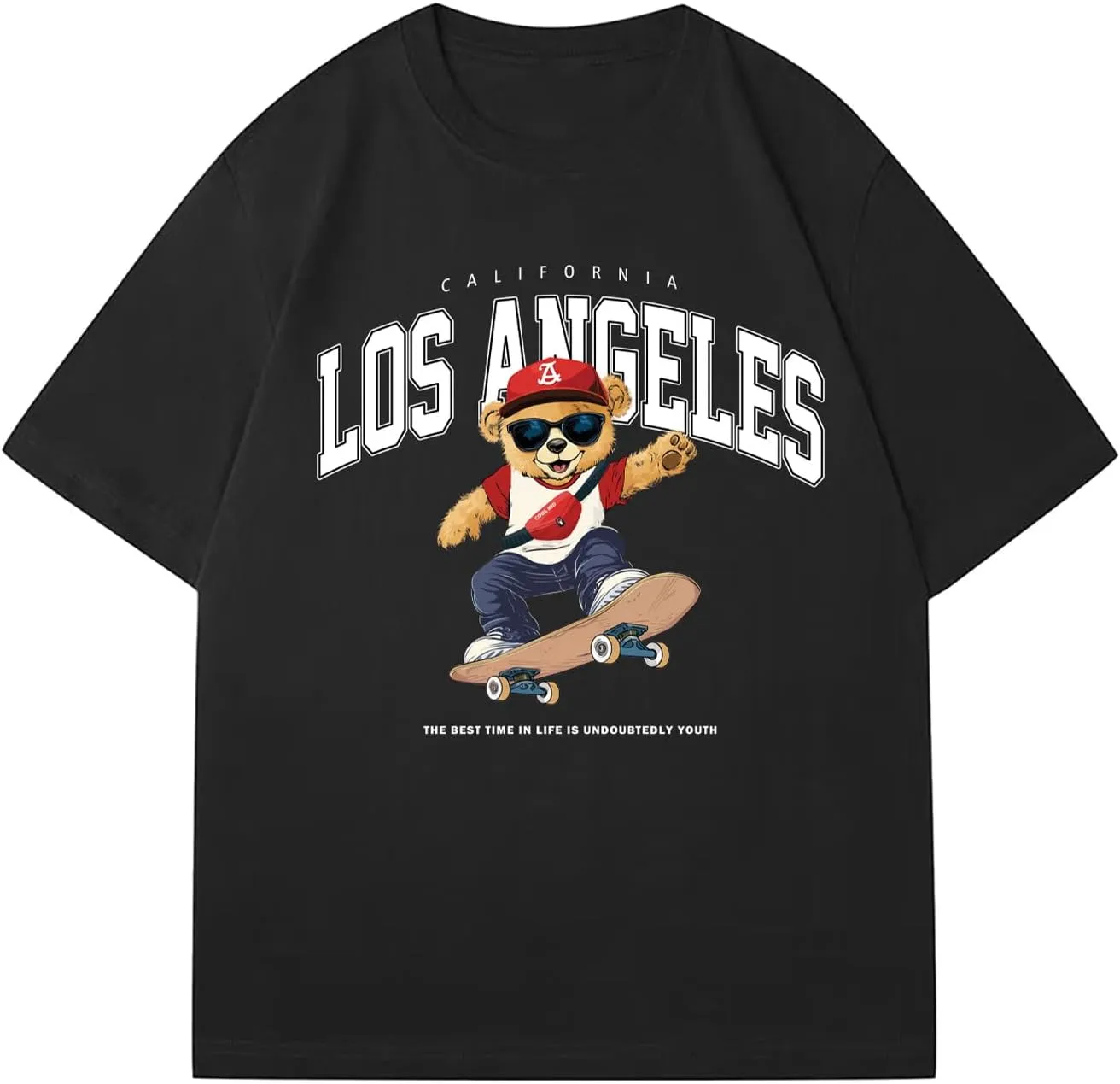 Men's Graphic Letter Print Tees Crewneck Short Sleeve Baggy Drop Shoulder Vintage T Shirts Streetwear