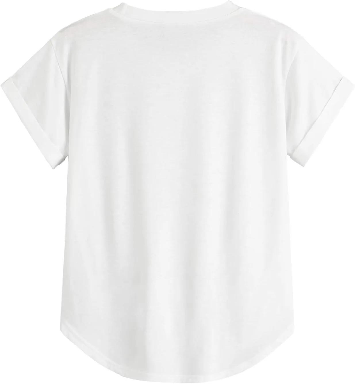 Milumia Women's Basic T Shirt Round Neck Short Sleeve Rolled Cuff Curved Hem Casual Tunic Tops