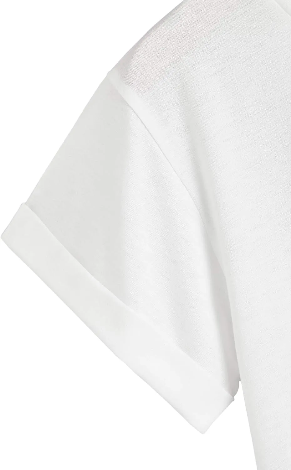 Milumia Women's Basic T Shirt Round Neck Short Sleeve Rolled Cuff Curved Hem Casual Tunic Tops