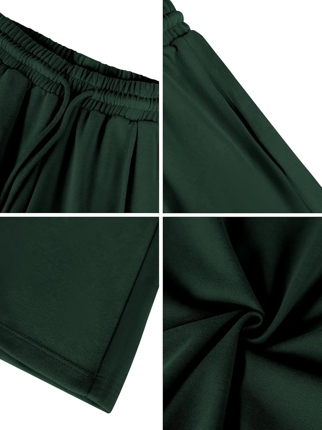 Missufe Women's Elastic High Waist Wide Leg Loose Casual Pants Joggers Workout Lounge Sweatpants with Pockets