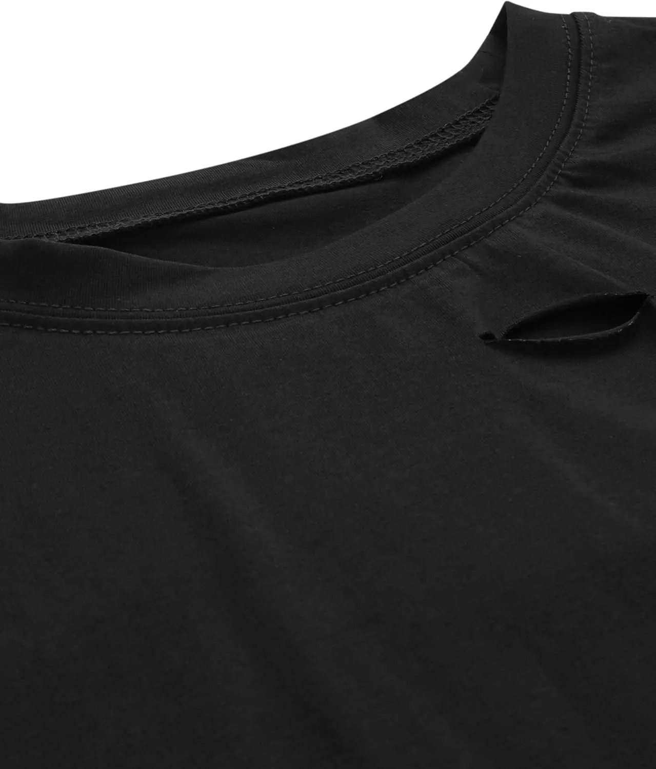 SOFIA'S CHOICE Women's Summer Casual Short Sleeve Tops Distressed Ripped Crop Top T Shirt