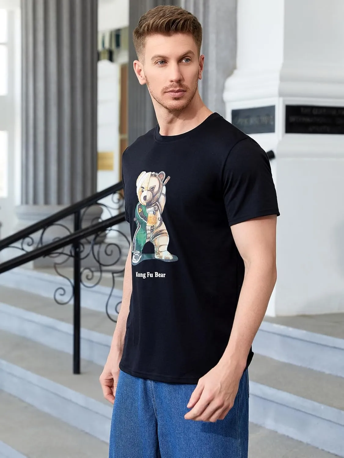 SOLY HUX Men's Graphic Summer Tee Cartoon Print Crewneck Short Sleeve Regular Fit Casual T Shirt Tops