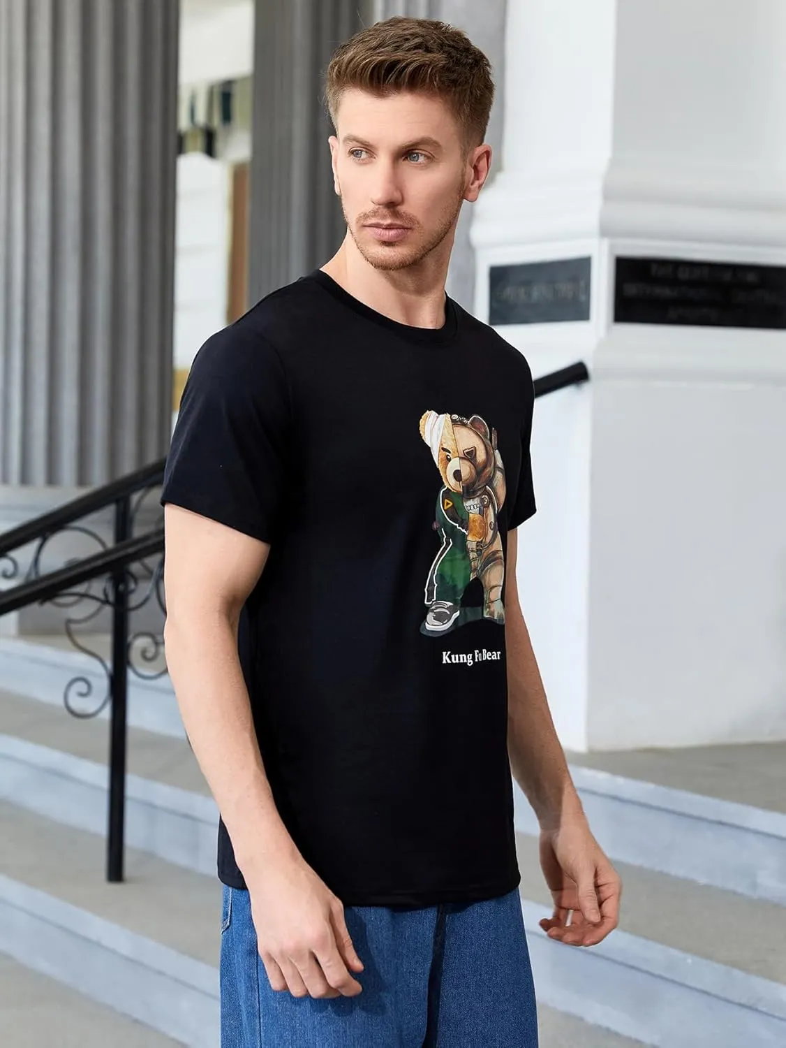 SOLY HUX Men's Graphic Summer Tee Cartoon Print Crewneck Short Sleeve Regular Fit Casual T Shirt Tops