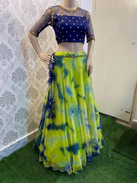 Tie and die Crop Top handwork lehenga