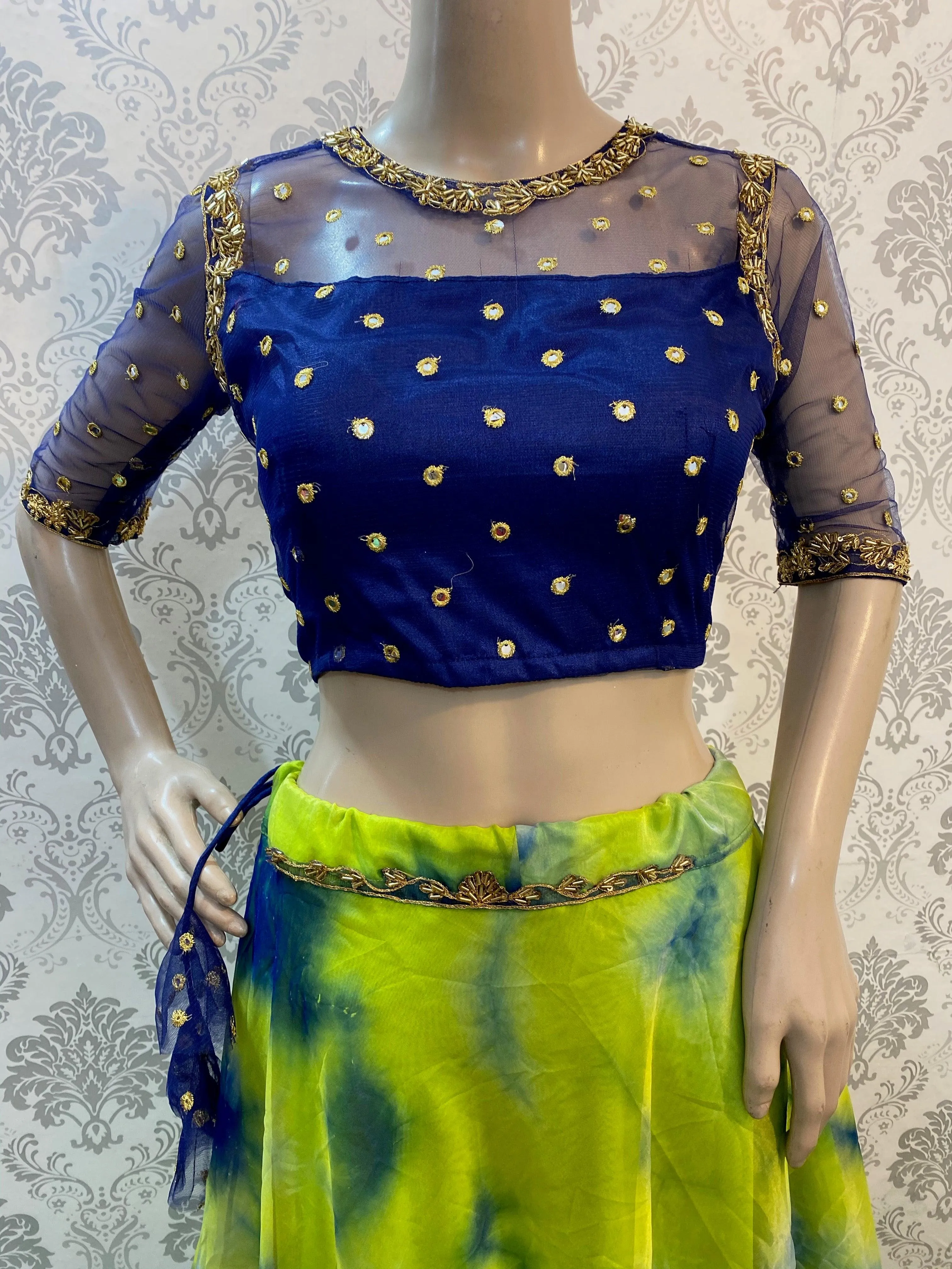 Tie and die Crop Top handwork lehenga