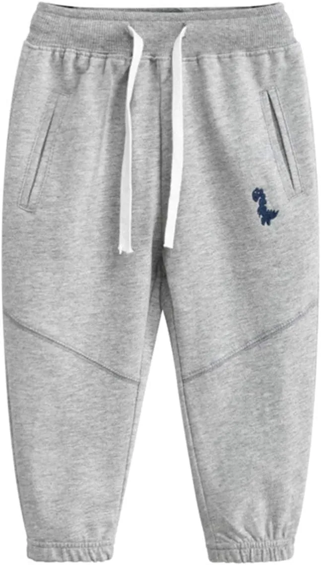 Toddler Boy's 2Pcs Pants, Kids Cotton Pull on Jogger, Boys Dinosaur Elastic Sweatpants