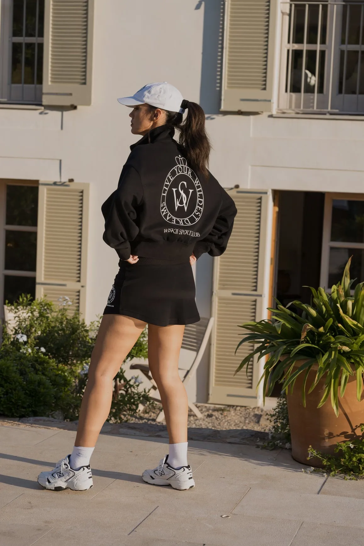 WISKII Two-Way Zipper Jacket   Stylish Ease Mini Sweat Skirt