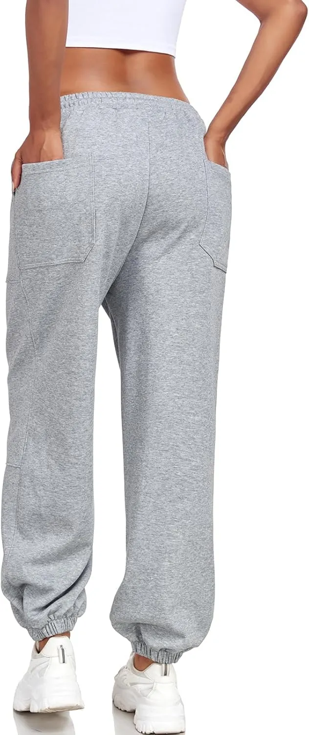 Women's High Waisted Sweatpants Casual Workout Active Joggers Pants Y2k Trendy Lounge Trousers with Pockets