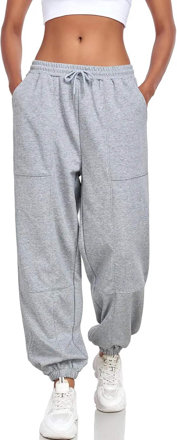 Women's High Waisted Sweatpants Casual Workout Active Joggers Pants Y2k Trendy Lounge Trousers with Pockets