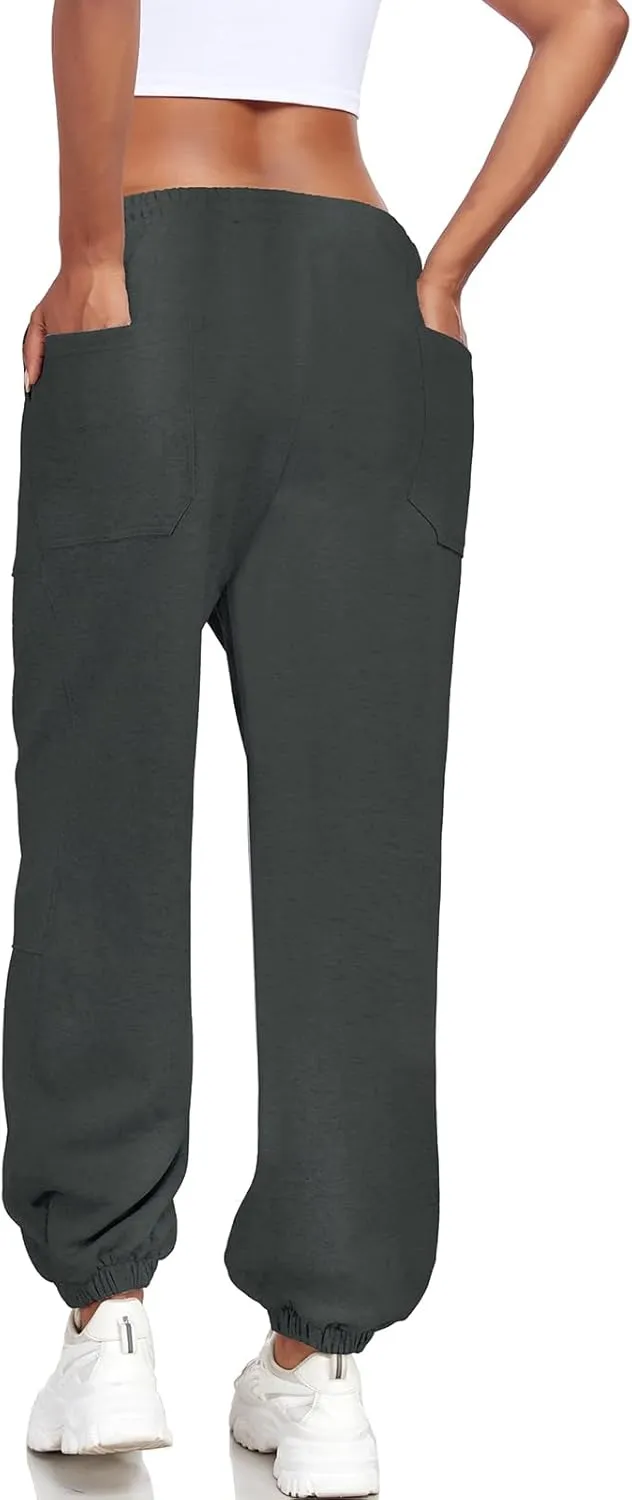 Women's High Waisted Sweatpants Casual Workout Active Joggers Pants Y2k Trendy Lounge Trousers with Pockets