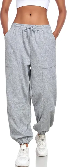 Women's High Waisted Sweatpants Casual Workout Active Joggers Pants Y2k Trendy Lounge Trousers with Pockets